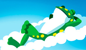 Frosch liegt auf einer Wolke