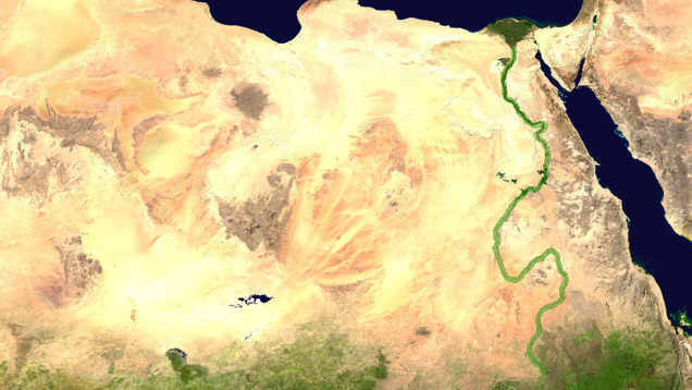 Sateliitenbild vom Nil in Afrika