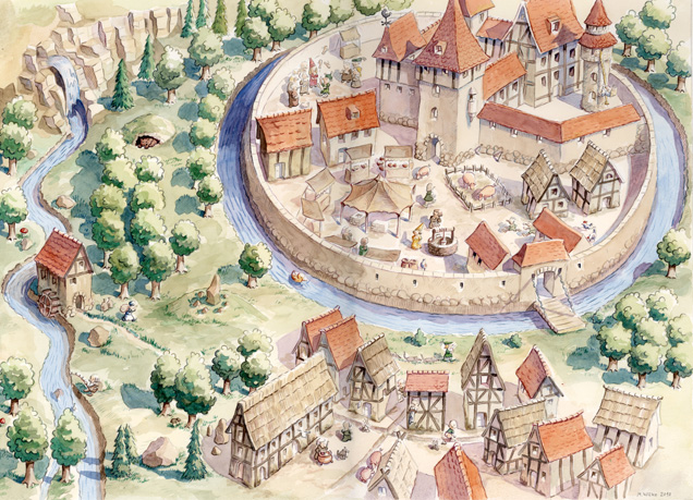 Wimmelbild Wasser im Mittelalter